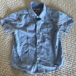 KIDS HEADQUARTERS TODDLER BOY SIZE 3T BUTTON DOWN SHIRT WITH MOTORCYCLE DESIGN